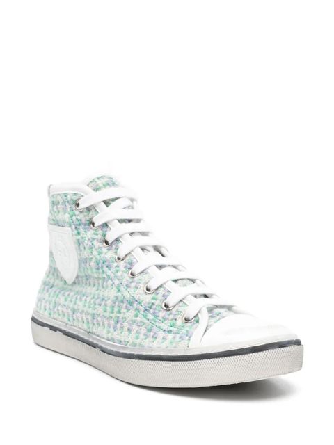 Saint Laurent logo-patch sneakers - Green