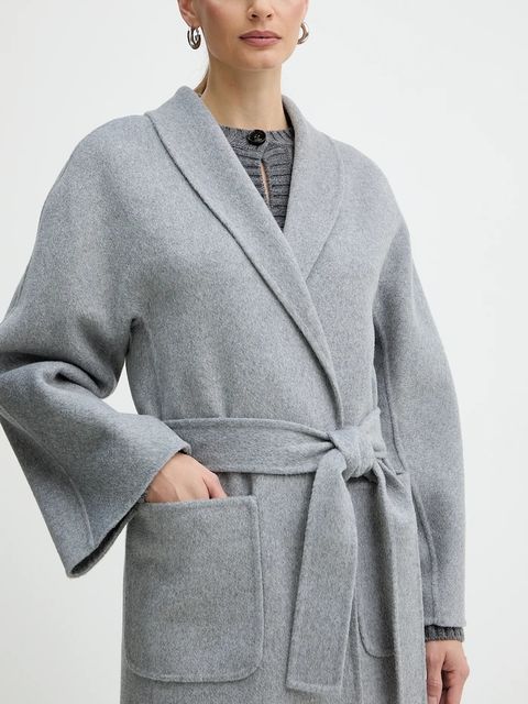 Luisa Spagnoli płaszcz wełniany kolor szary 542325