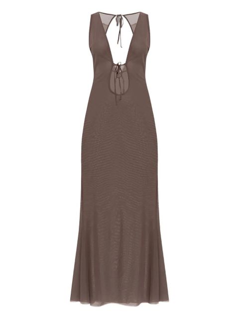 Bond-eye mesh tie maxi dress - Brown - zdjęcie produktu nr 1