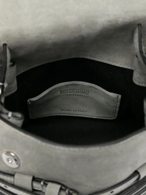 Moschino belt-details suede tote bag - Green