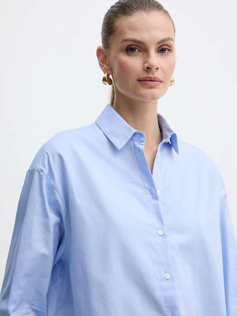 MAX&Co. koszula bawełniana damska kolor niebieski relaxed z kołnierzykiem klasycznym 2528116012200