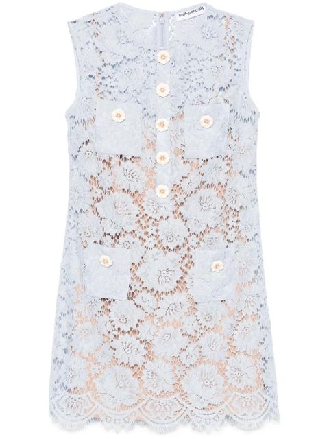 Self-Portrait fine-lace mini dress - Blue - zdjęcie produktu nr 1