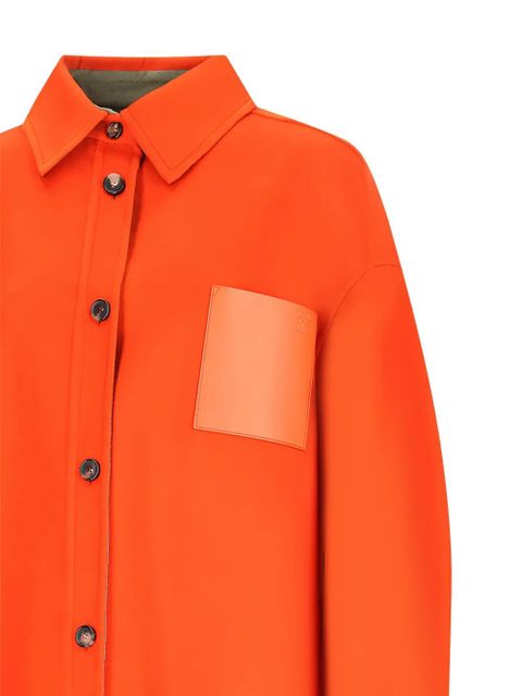 LOEWE leather-patch button-down coat - Orange