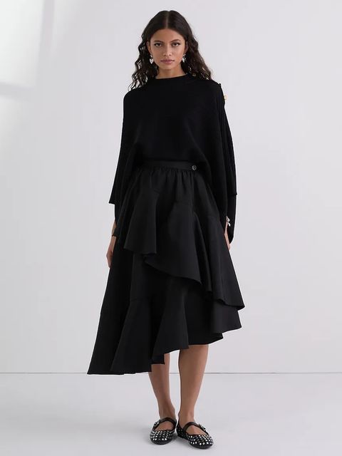 Karl Lagerfeld spódnica kolor czarny midi rozkloszowana A3W12015