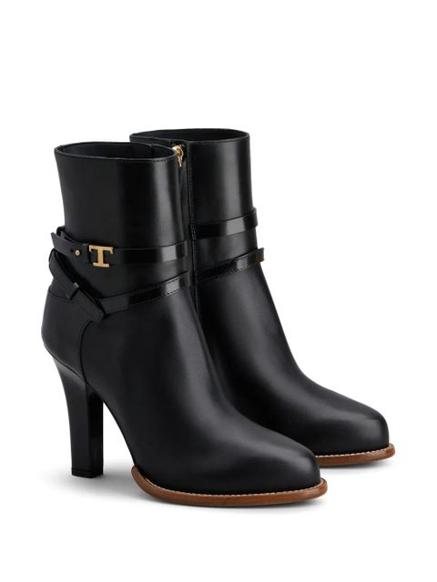 Tod's logo-plaque leather boots - Black