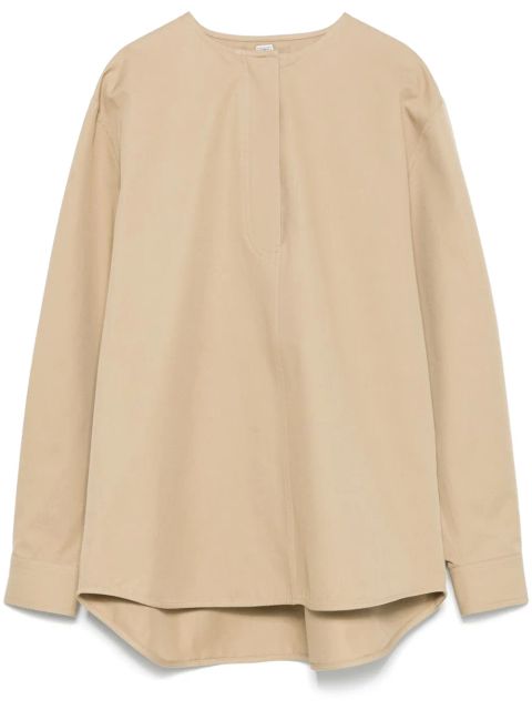 TOTEME collarless cotton shirt - Neutrals