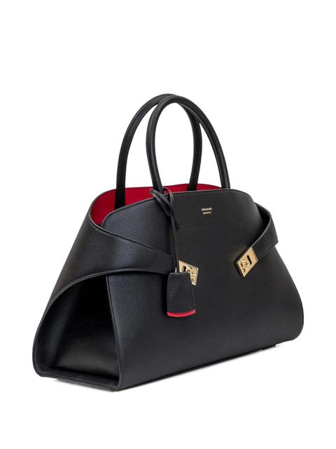Ferragamo medium Hug leather tote bag - Black
