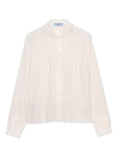 Prada band-collar batiste shirt - White - zdjęcie produktu nr 1
