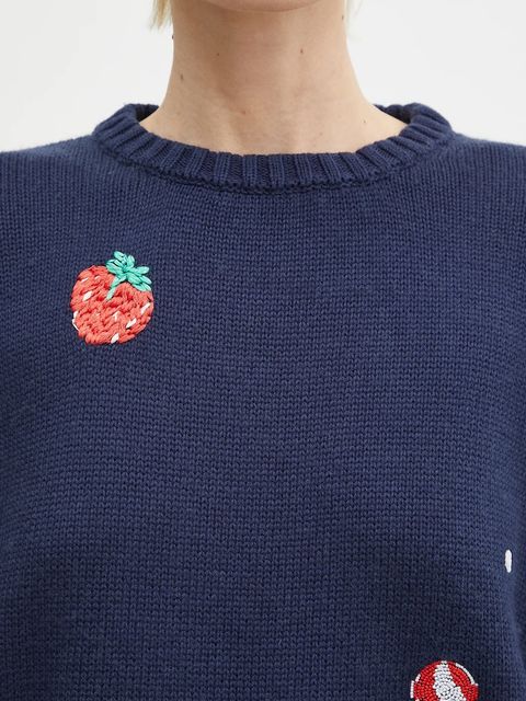 Fiorucci sweter z domieszką wełny Multipatch Dinosaur kolor granatowy ciepły M02SPKSW255KN01BL05