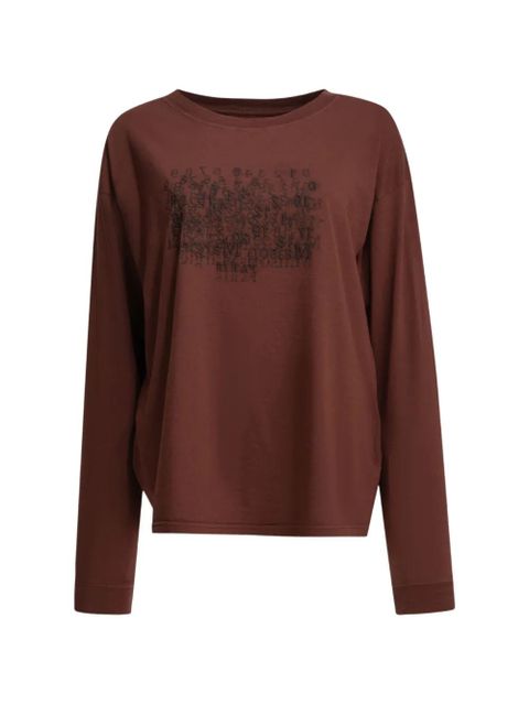 Maison Margiela logo-print long-sleeve T-shirt - Brown - zdjęcie produktu nr 1