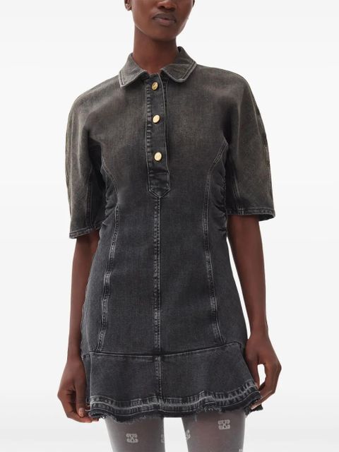 GANNI tint-edge denim mini dress - Grey