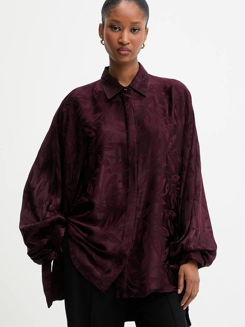 Answear.LAB koszula damska kolor bordowy relaxed z kołnierzykiem klasycznym - zdjęcie produktu nr 2