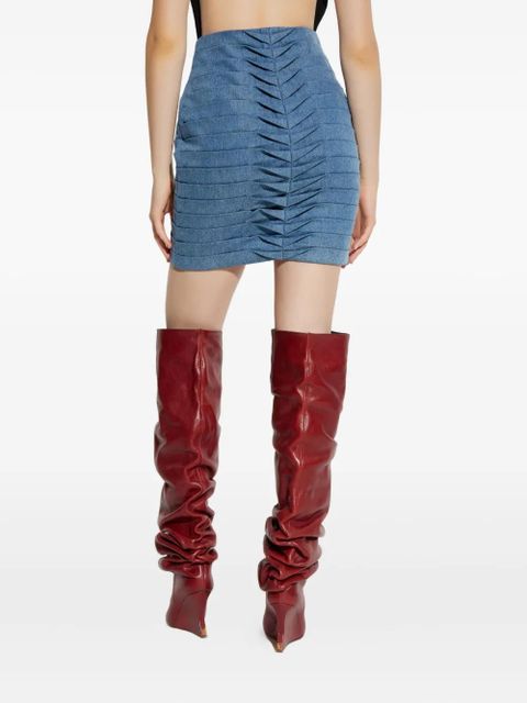 Balmain ruched zip mini skirt - Blue