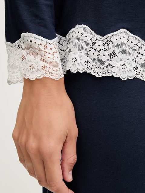 United Colors of Benetton longsleeve piżamowy kolor granatowy 3Z123M07X