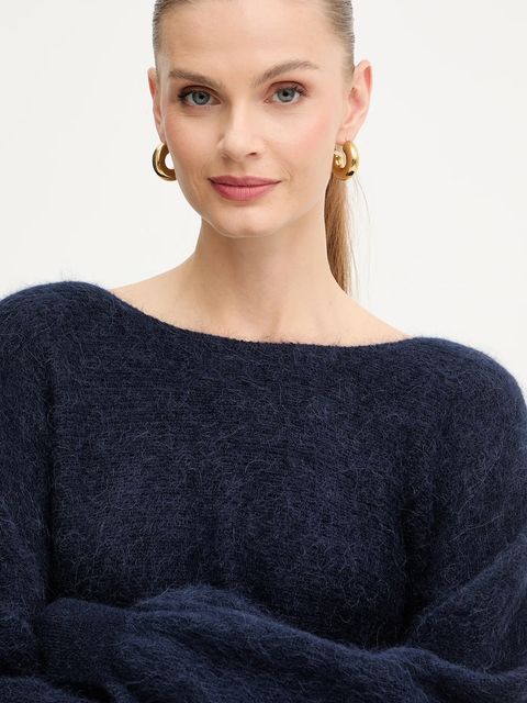 Marella sweter z dodatkiem wełny damski kolor granatowy 2523366384200