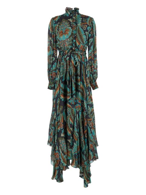 ETRO ruffled floral-print day dress - Green - zdjęcie produktu nr 1
