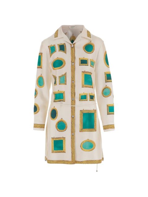 Versace graphic-print button-down mini shirt dress - Neutrals - zdjęcie produktu nr 1
