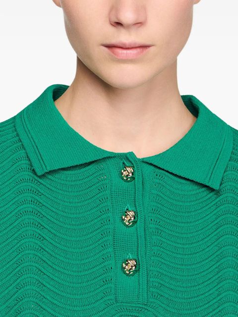 SANDRO wave-pattern T-shirt - Green