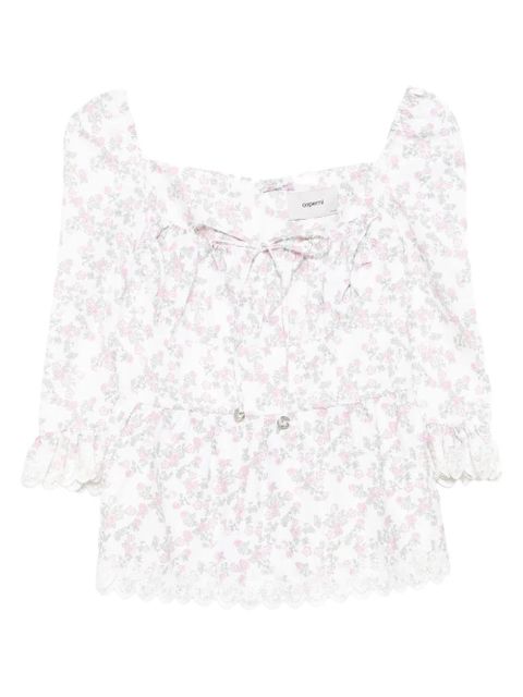 Coperni floral-print ruffled top - White - zdjęcie produktu nr 1