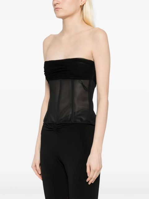 Christopher Esber tulle-overlay top - Black