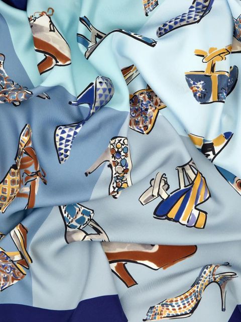 Ferragamo Genio-print silk scarf - Blue