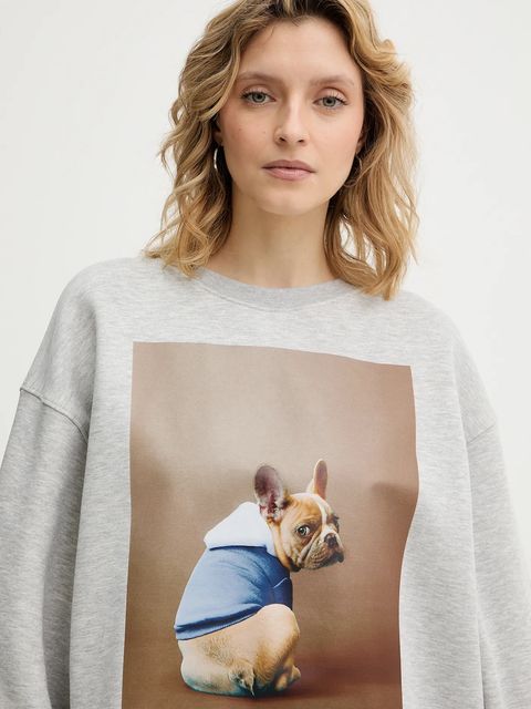 MUNTHE bluza ROULA damska kolor szary z nadrukiem 254113025466