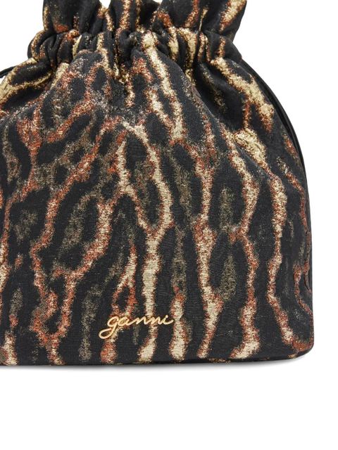 GANNI drawstring logo-detail bucket bag - Black