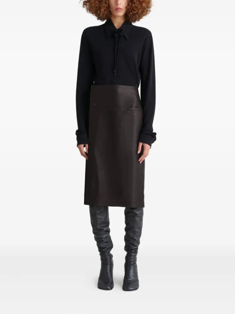 LEMAIRE snap-fastening leather skirt - Black
