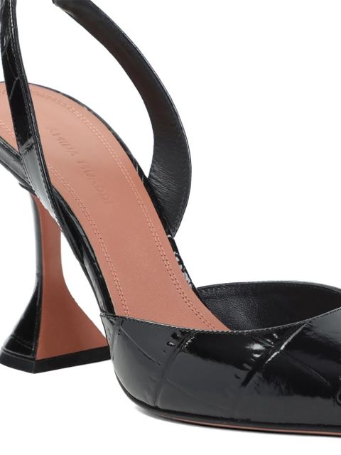 Amina Muaddi point slingback mules - Black