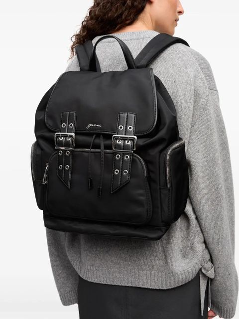GANNI logo-plaque backpack - Black - zdjęcie produktu nr 2
