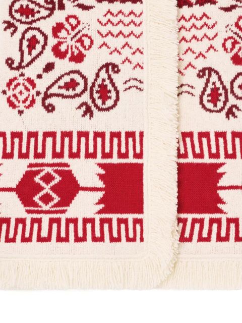 Alanui palm-tree pattern fringe coat - 0F25-Chalk-Ruby