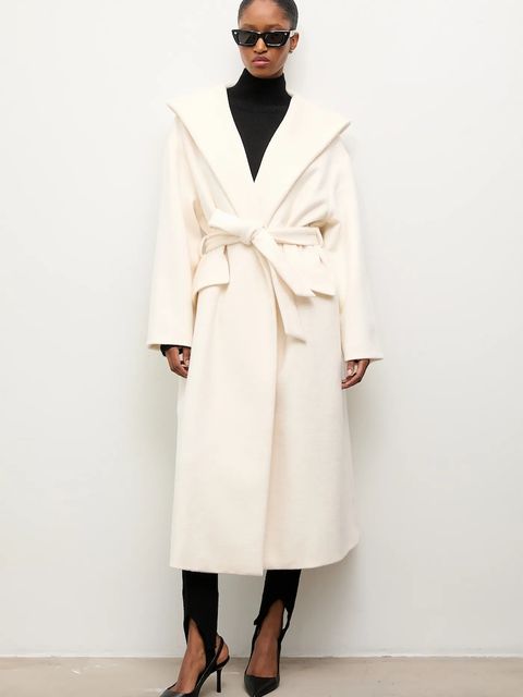 Answear.LAB płaszcz wełniany kolor beżowy