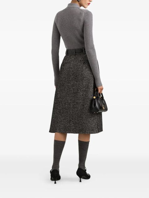 Dolce & Gabbana pleated herringbone midi skirt - Grey - zdjęcie produktu nr 2