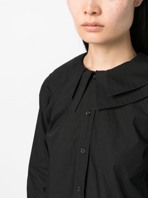 GANNI layered bib-collar cotton shirt - Black