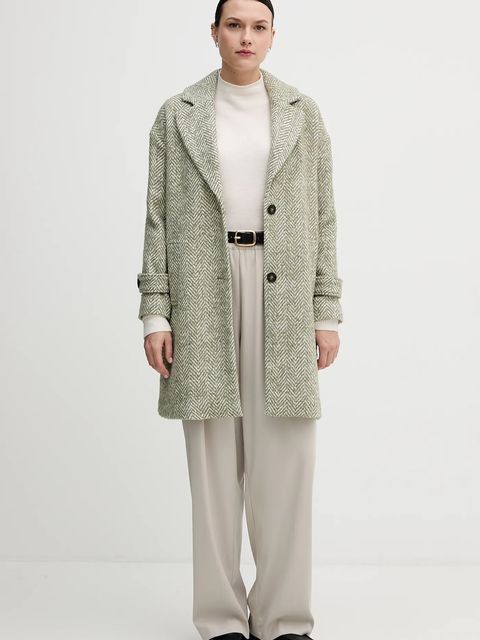 United Colors of Benetton płaszcz z dodatkiem wełny kolor zielony 2M9SDN08T - zdjęcie produktu nr 2