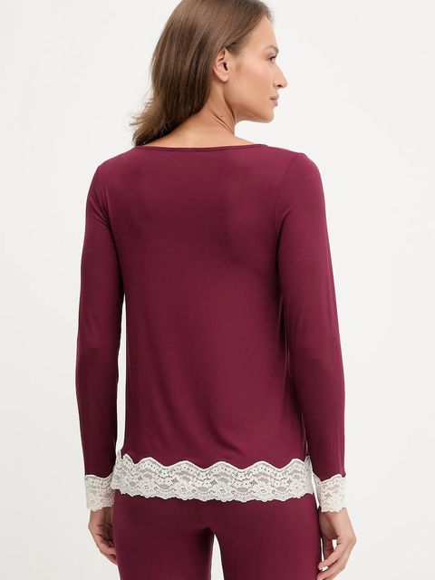 United Colors of Benetton longsleeve piżamowy kolor bordowy 3Z123M07X