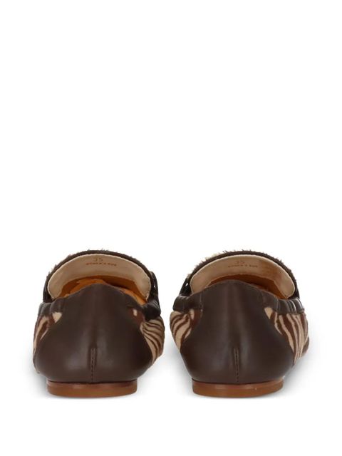 Tod's zebra-print loafers - Brown