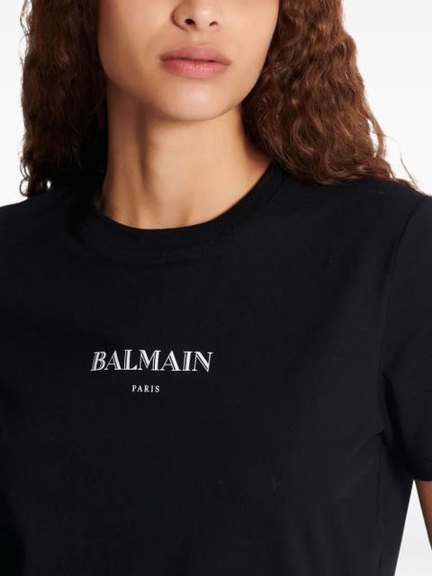 Balmain logo-embroidered cotton T-shirt - Black