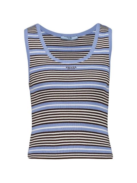 Prada striped knitted tank top - Blue - zdjęcie produktu nr 1