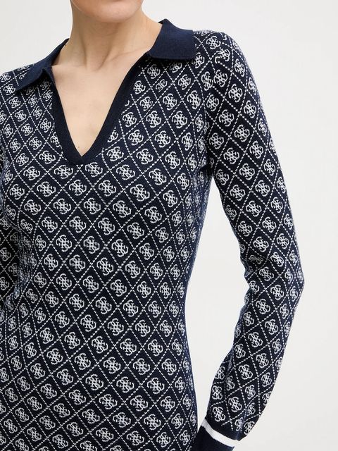 Guess sukienka z domieszką wełny AUBREY kolor granatowy mini dopasowana W5BK25 Z3JD2