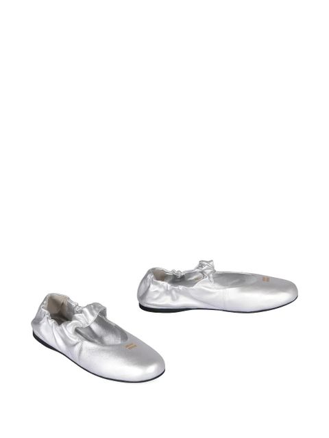 Miu Miu ruffled nappa ballet flats - Silver