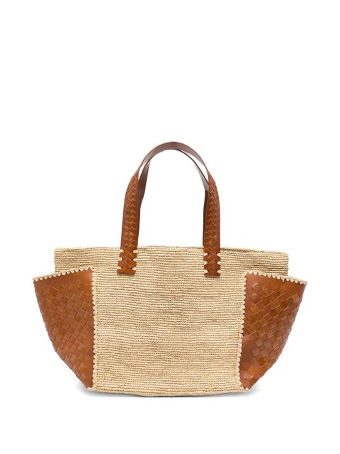 DRAGON DIFFUSION x Sovani woven-raffia leather-panel tote bag - Neutrals - zdjęcie produktu nr 2