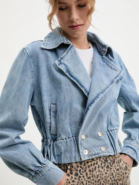 Answear.LAB kurtka jeansowa kolor niebieski przejściowa oversize