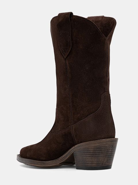 Answear.LAB botki zamszowe kolor brązowy na słupku - zdjęcie produktu nr 2