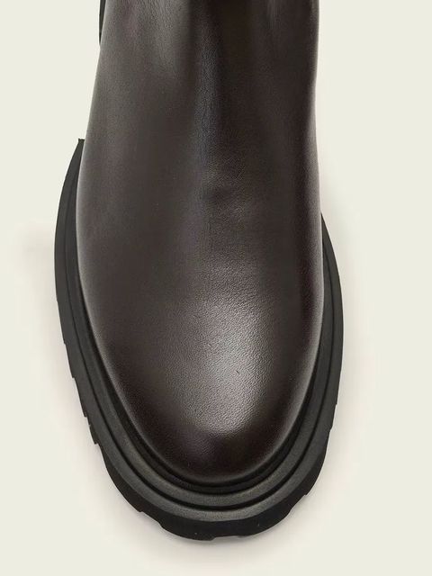 AllSaints sztyblety skórzane HALLIE BOOT damskie kolor brązowy na płaskim obcasie W115FB