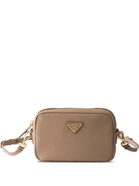 Prada mini zipper leather cross body bag - Neutrals - zdjęcie produktu nr 1
