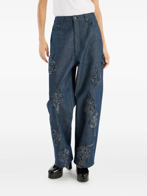 ROTATE BIRGER CHRISTENSEN rose-embroidery five-pocket jeans - Blue