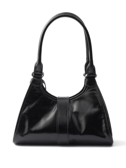 Prada small push-lock leather tote bag - Black