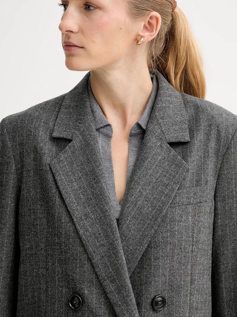 Marc O'Polo marynarka z dodatkiem wełny kolor szary dwurzędowa wzorzysta 510023780031