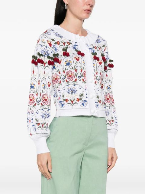 FARM Rio cherry-appliqué cardigan - White